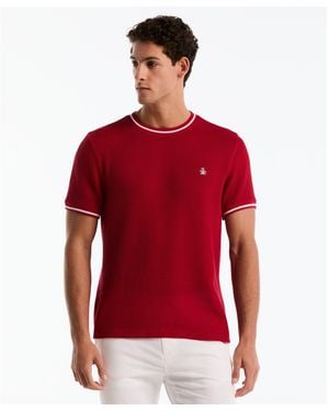 Original Penguin Jacquard Honeycomb Texture T-shirt In Red