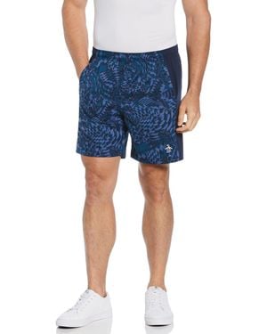 Original Penguin 7" Motion Check Block Performance Tennis Shorts In Black Iris - Blue