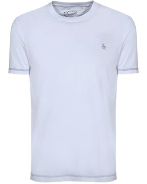 Original Penguin Coverstitch Crew Neck T-shirt In Bright White - Blue