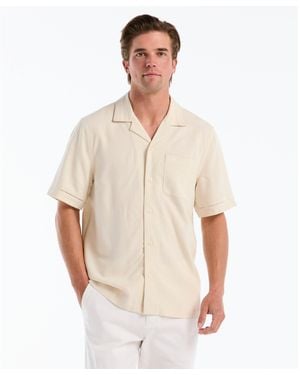 Original Penguin Ladder Trim Short Sleeve Shirt In Birch - Natural