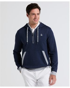 Original Penguin Earl Colour Block Layering Golf Hoodie In Black Iris Bijou Heather - Blue