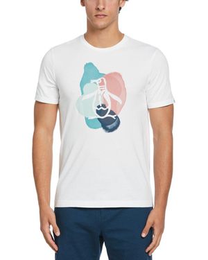 Original Penguin Water Colour Pete Graphic T-shirt In Bright White