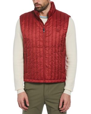 Original Penguin Poly Fill Vertical Channel Gilet In Red Dahlia