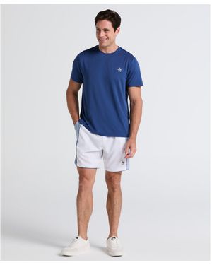 Original Penguin Net Graphic Performance Tennis Shorts In Bright White - Blue