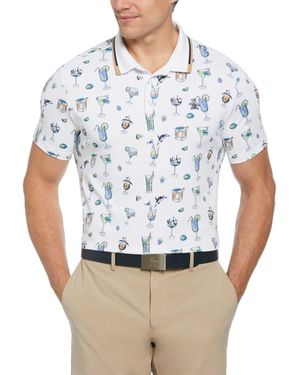 Original Penguin 19th Hole Printed Golf Polo Shirt In Bright White - Blue