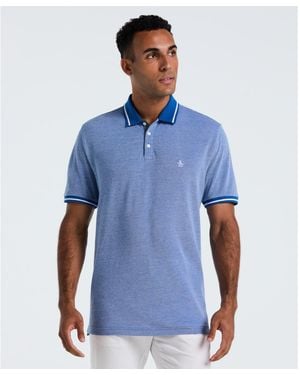 Original Penguin Birdseye Pique Tipped Polo Shirt In Classic Blue