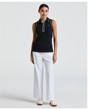 Original Penguin Women's Relaxed Golf Trousers With Elastic Waistband In Bright White - Blue