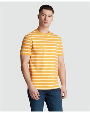 Original Penguin Organic Cotton Breton Striped T-shirt In Butterscotch - Orange