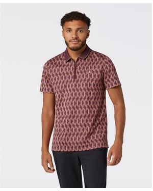 Original Penguin Heritage Jacquard Colour Block Golf Polo In Mauve Wine - Red