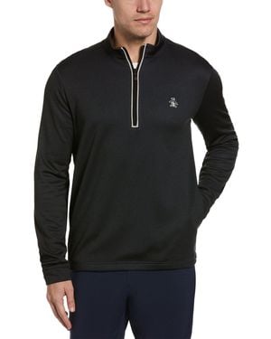 Original Penguin Quarter Zip Golf Pullover In Caviar - Black