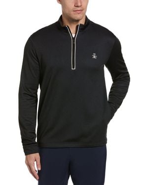 Original Penguin 1/4 Zip Golf Pullover In Caviar - Black