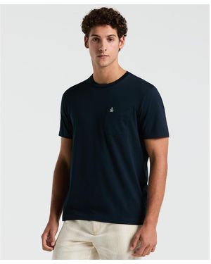 Original Penguin Supima Sticker Pete Pocket T-shirt In Dark Sapphire - Blue