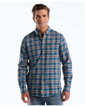 Original Penguin Twill Jaspe Plaid Shirt In Turkish Tile - Blue