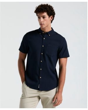 Original Penguin Textured Dobby Short Sleeve Shirt In Dark Sapphire - Blue