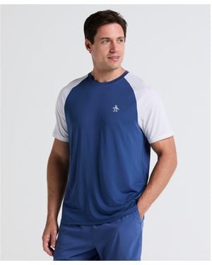 Original Penguin Blocked Performance Tennis T-shirt In True Navy - Blue