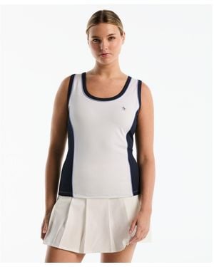 Original Penguin Women's Mixed Texture Square Neck Tennis Tank Top In Bright White