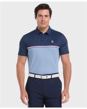 Original Penguin Colour Block P Print Golf Polo In Black Iris - Blue