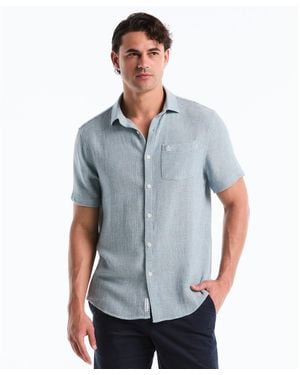 Original Penguin Open Weave Short Sleeve Shirt In Cool Blue