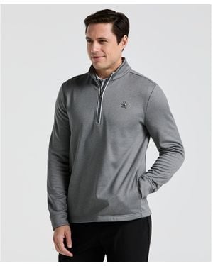 Original Penguin Quarter Zip Golf Pullover In Quiet Grey Heather
