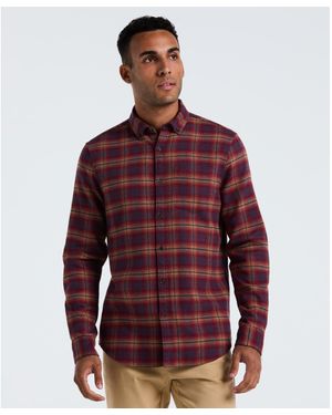 Original Penguin Plaid Flannel Shirt In Cabernet - Red