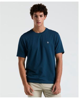 Original Penguin Knit Seersucker T-shirt In Blue Wing Teal