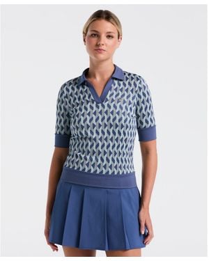 Original Penguin Women's Geometric Golf Polo Shirt In True Navy - Blue