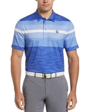 Original Penguin Colour Block Engineered Marl Stripe Golf Polo Shirt In Amparo Blue