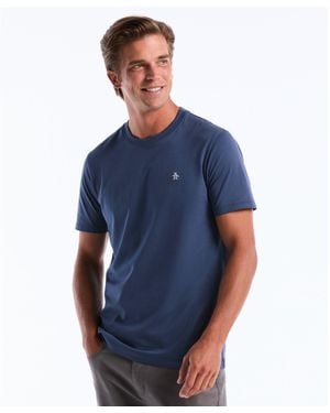 Original Penguin Pin Point Embroidered Logo T-shirt In Sargasso Sea - Blue