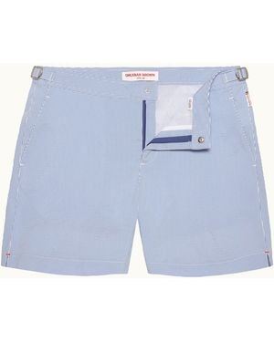 Orlebar Brown Mid-Length Seersucker Stripe Swim Shorts - Blue