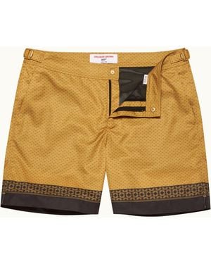 Orlebar Brown Mid-Length Jacquard Bullion '007' Swim Shorts - Yellow