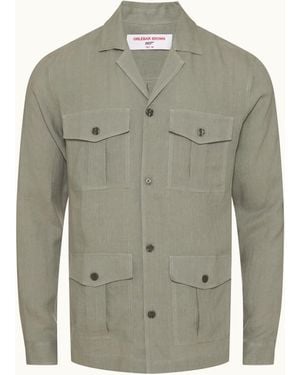 Orlebar Brown Relaxed Fit Capri Collar Linen Safari Shirt - Grey