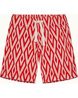 Orlebar Brown Orlebar Summer/ Sand Cano Jacquard Towelling Sweat Shorts - Red