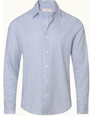 Orlebar Brown Stripe Tailored Long Sleeve Shirt - Blue