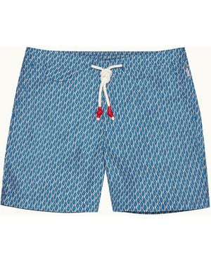 Orlebar Brown Mid-Length Geometric Print Ripstop Drawcord Swim Shorts - Blue