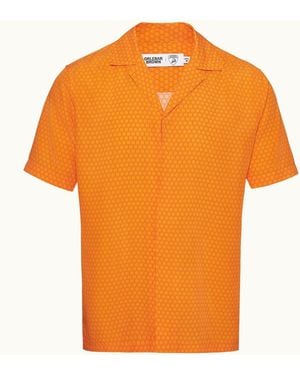 Orlebar Brown And Automobili Lamborghini Hexagon Print Relaxed Fit Capri Collar Shirt - Orange