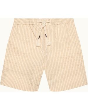 Orlebar Brown Seersucker Stripe Designer Shorts - Natural