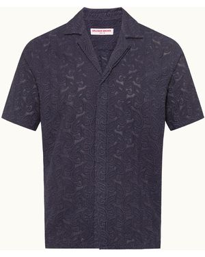 Orlebar Brown Embroidered Shirt Refined Floral Detail - Blue