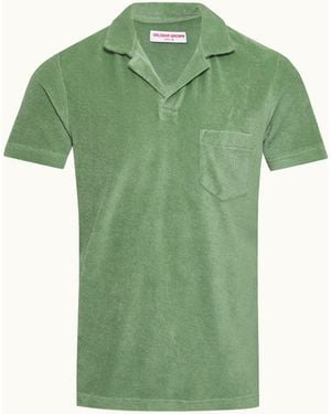 Orlebar Brown Tailored Fit Organic Cotton Towelling Resort Polo Shirt - Green