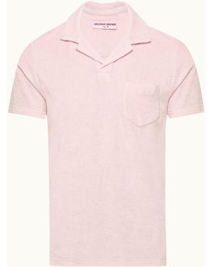 Orlebar Brown Luxury Tailored Towelling Polo Shirt - Pink