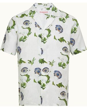 Orlebar Brown Relaxed Fit Capri Collar Coronaria Print Shirt - White