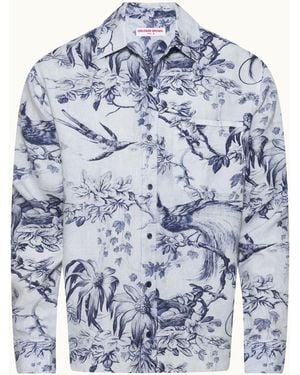 Orlebar Brown Printed Linen Long Sleeve Shirt - Blue
