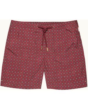 Orlebar Brown Damson Print Swim Shorts Relaxed Statement Fit - Red