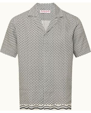 Orlebar Brown Printed Linen Short Sleeve Shirt - Grey