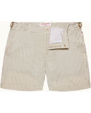 Orlebar Brown Stripe Swim Shorts Tailored Nautical Look - Natural