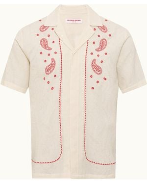 Orlebar Brown Paisley Embroidered Cotton Shirt - White