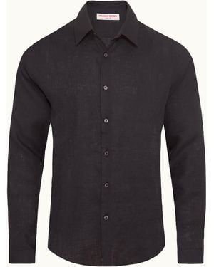 Orlebar Brown Classic Collar Tailored Fit Linen Shirt - Blue