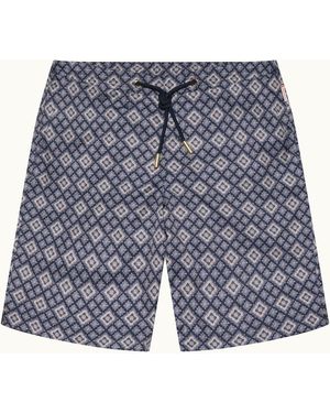 Orlebar Brown Longest-Length Paisley Season Print Drawcord Swim Shorts - Blue