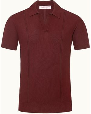 Orlebar Brown Pique Polo Shirt Elegant Everyday Polo For - Red