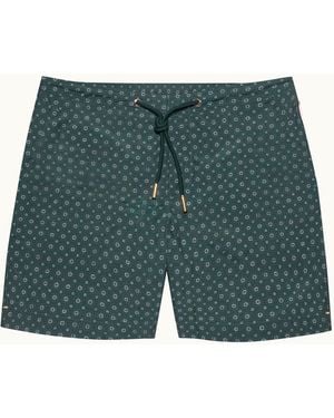 Orlebar Brown Mid-Length Swim Shorts With Contrast Seam Piping - Green