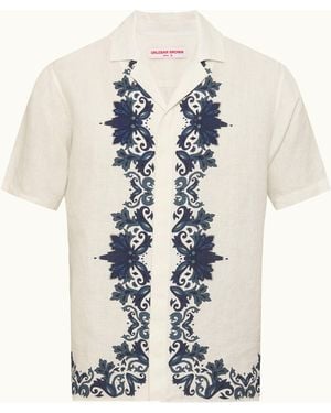 Orlebar Brown Mirabello Border Linen Shirt - White